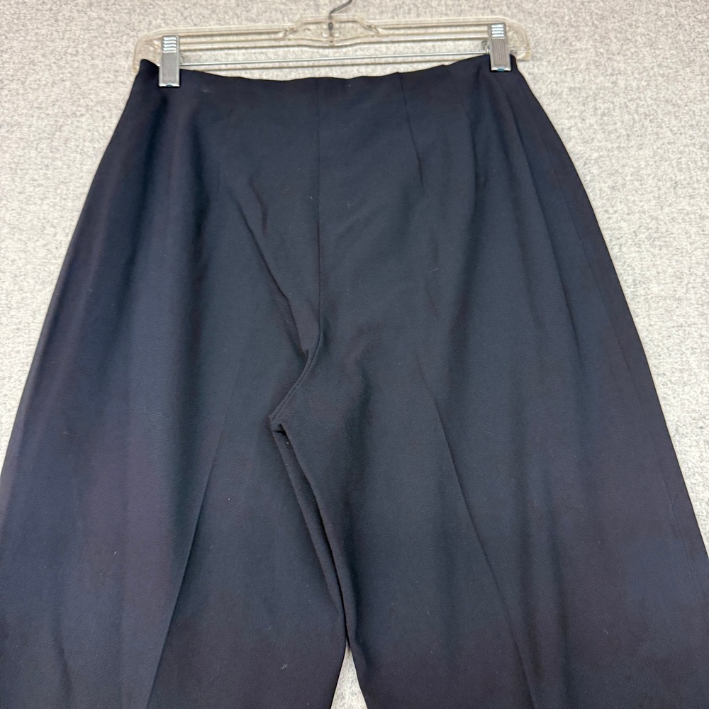 Piazza Sempione Dress Pants IT 44 US 8 Navy Blue Wide Leg Stretch Wool Side Zip - Picture 8 of 9